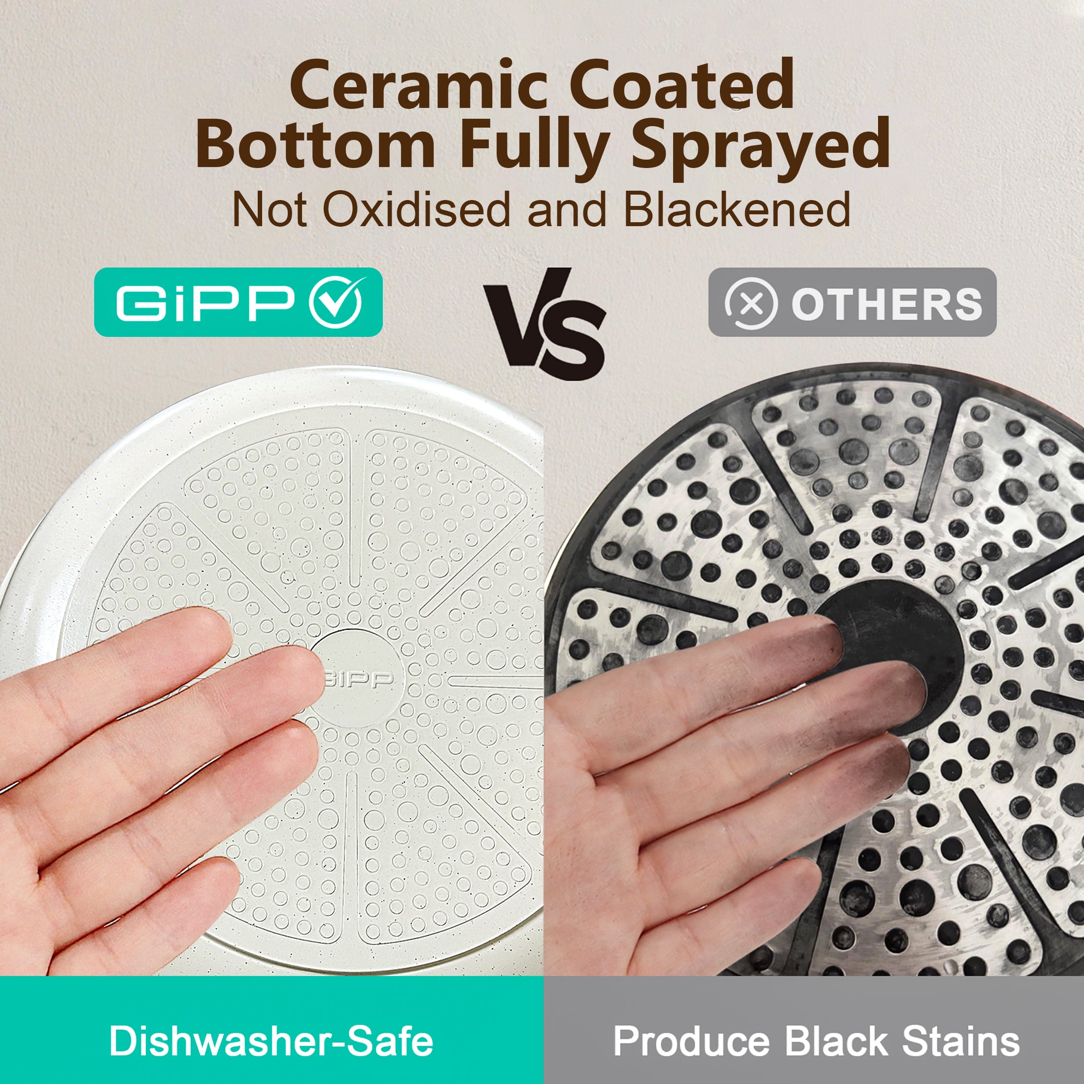 GIPP 18 Piece Kitchen Ceramic Cookware Sets,Pots and Pans Set Non stick ,Dishwasher Safe Induction Compatible, Kitchen Cooking Set