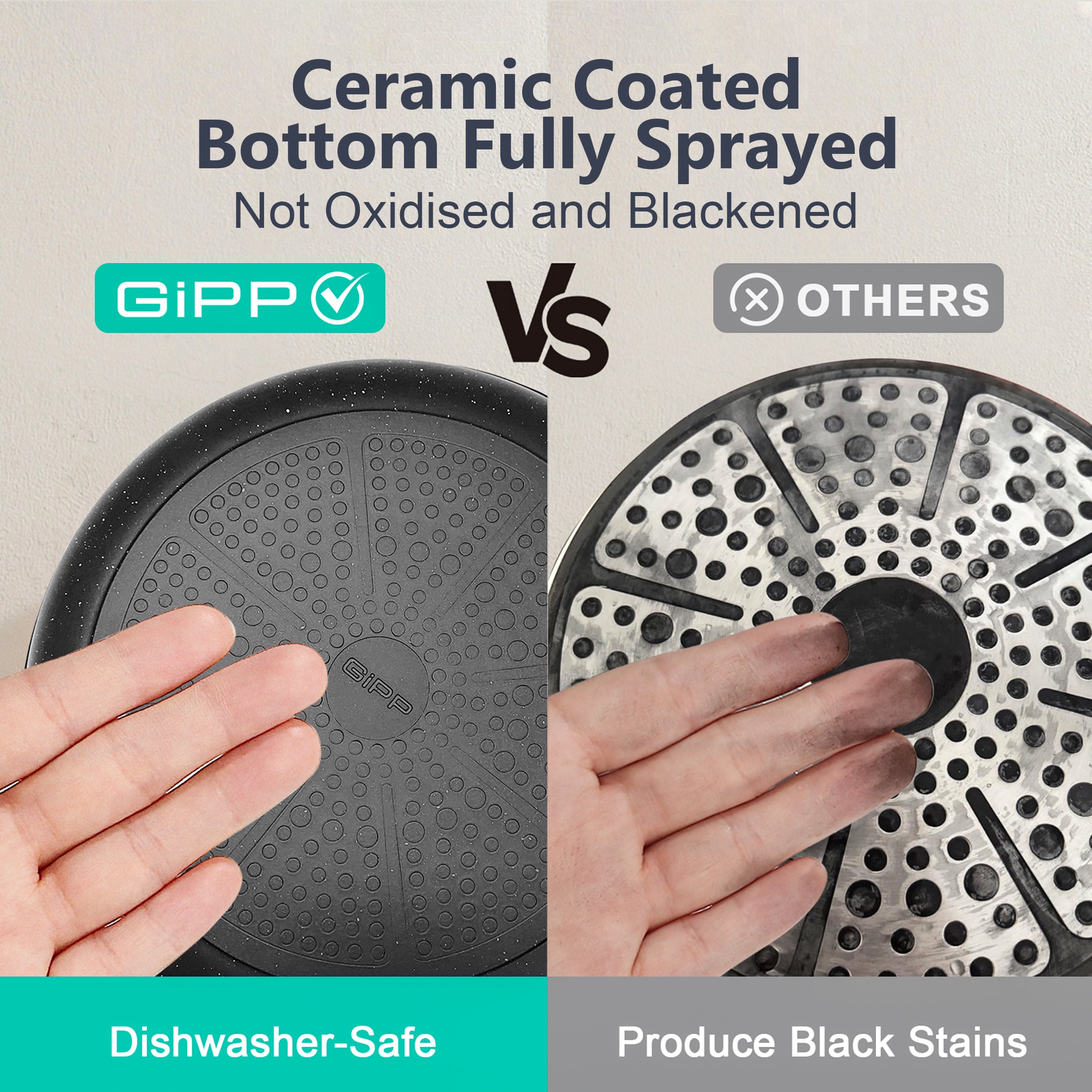 GIPP 18 Piece Kitchen Ceramic Cookware Sets,Pots and Pans Set Non stick ,Dishwasher Safe Induction Compatible, Kitchen Cooking Set