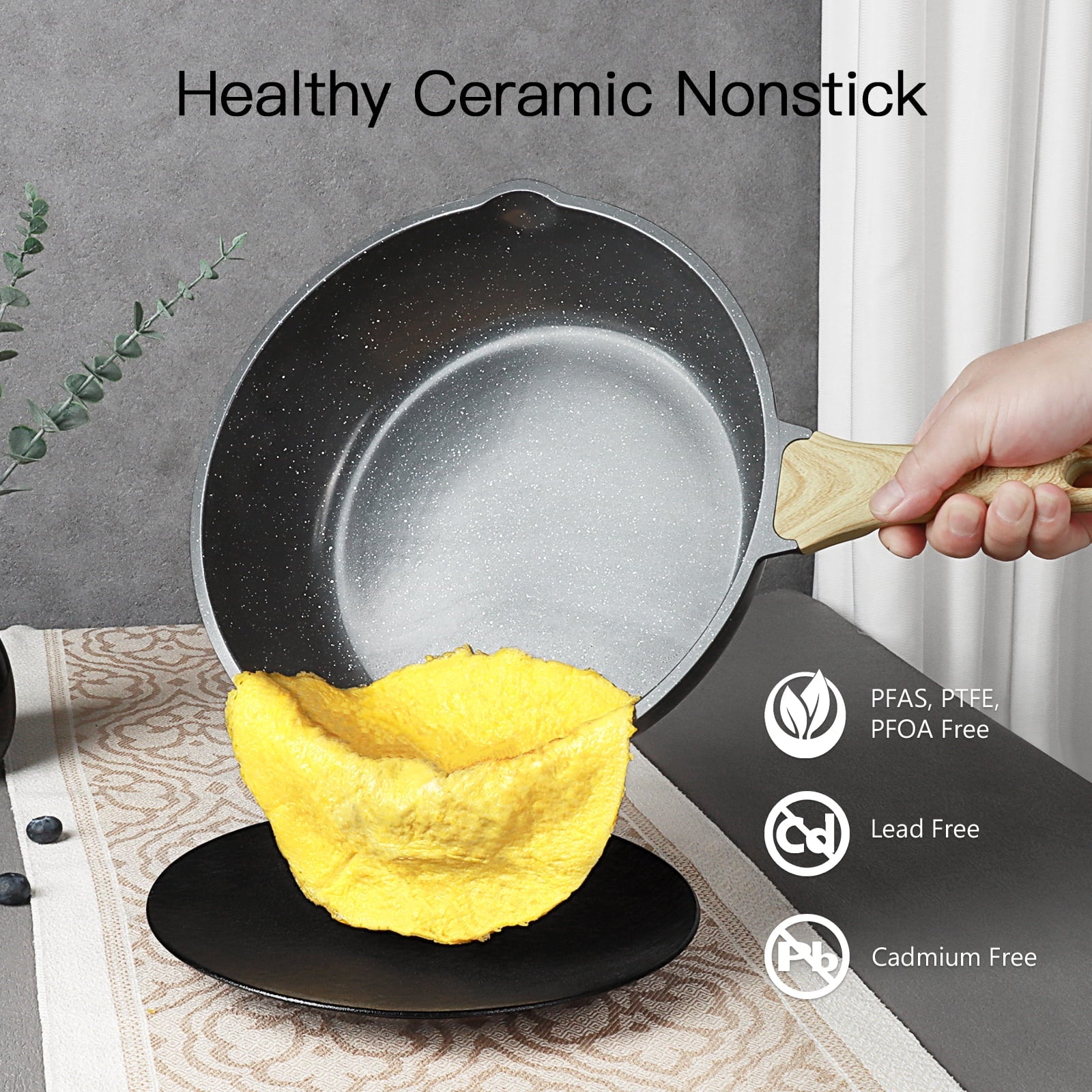 GiPP 22pcs Kitchen Cookware Sets, Ceramic Nonstick Pots and Pans Set,Dishwasher Safe Induction Cookware