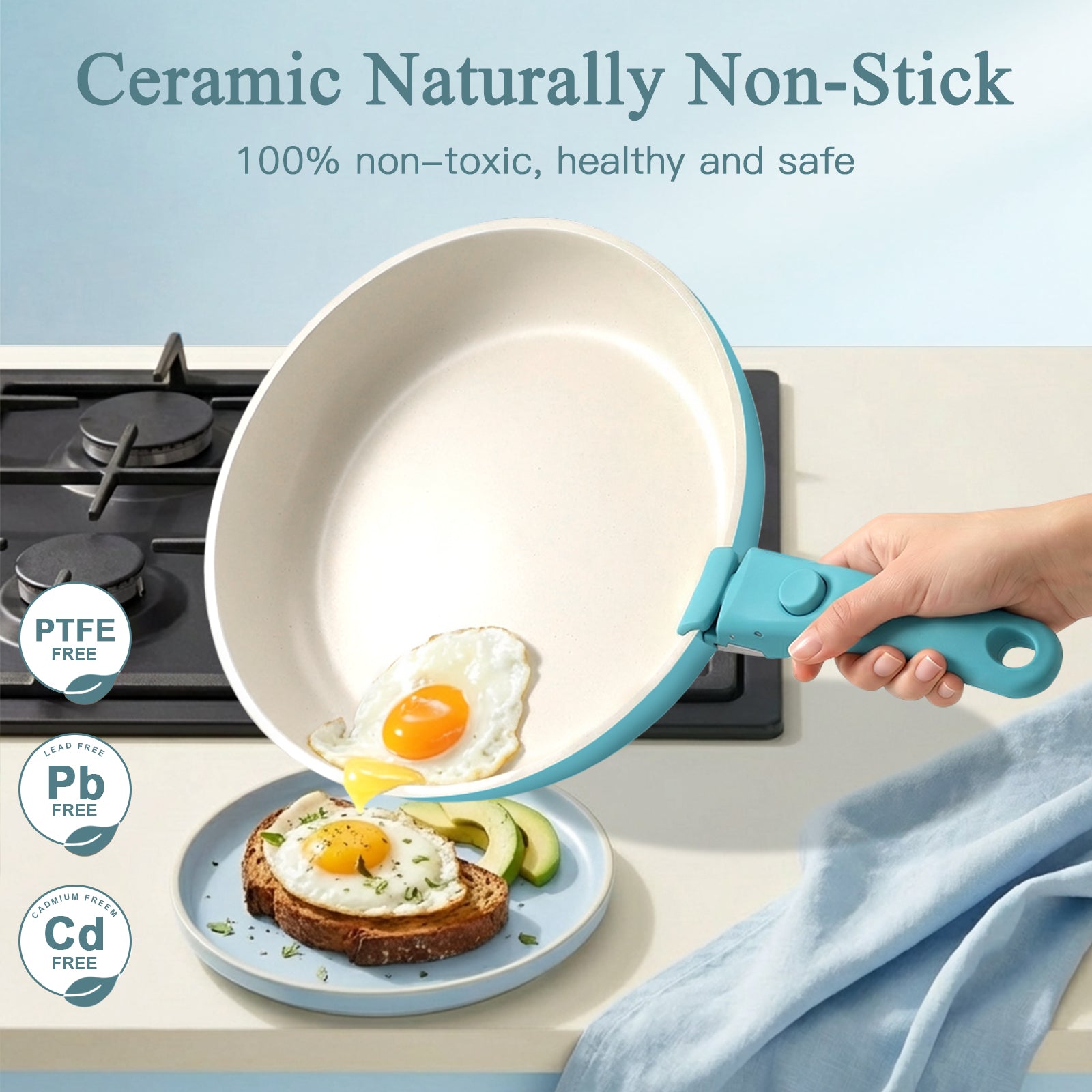 GIPP 11pcs Ceramic Cookware Sets, Pots and Pans Set Non Stick with Removable Handle, Oven & Dishwasher Safe,Induction Cookware, Kitchen Cooking Set for RV Trips and Camping