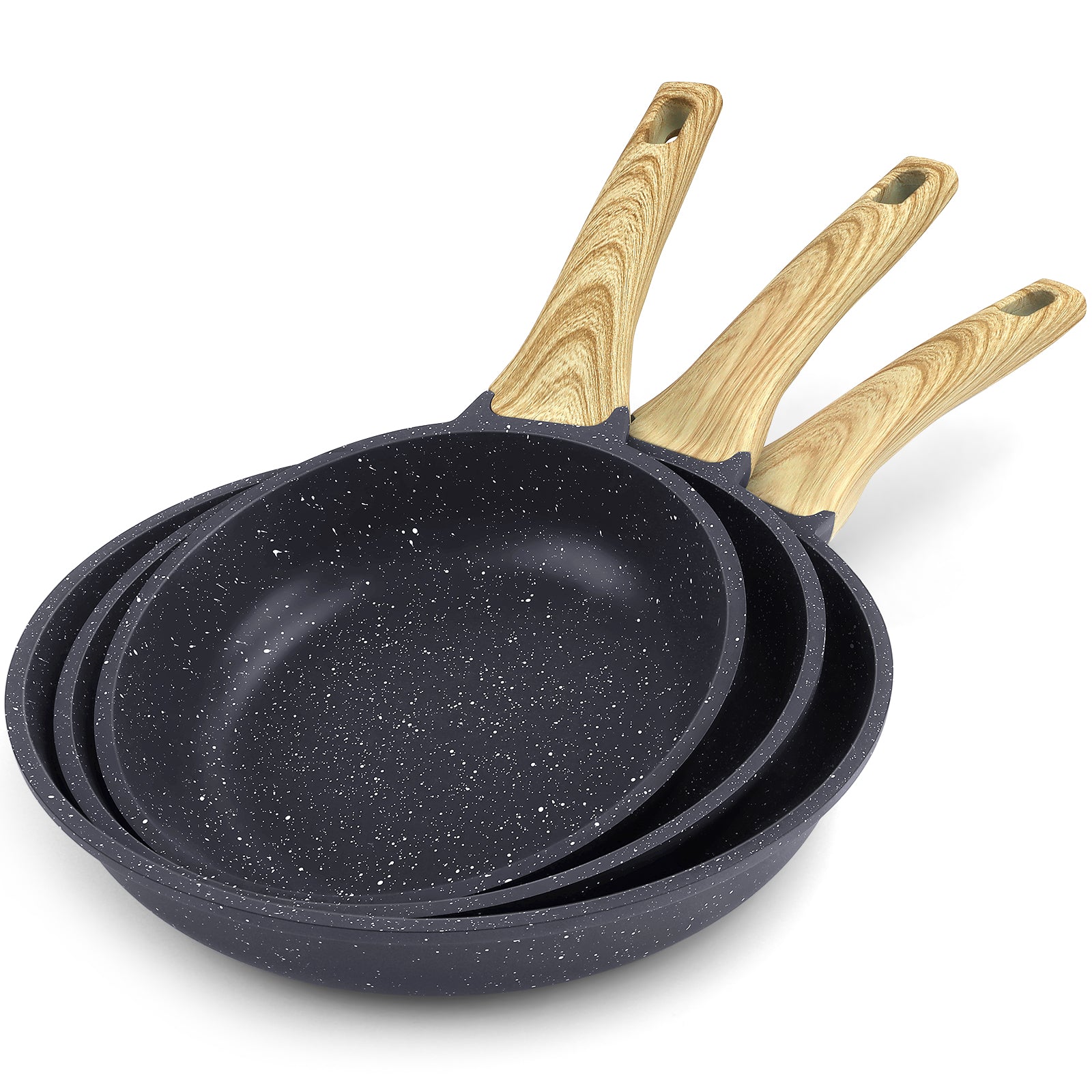 GiPP Juego de ollas y sartenes antiadherentes - 10 piezas de utensilios de cocina de granito blanco Juego de utensilios de cocina de inducción antiadherentes con sartenes, cacerolas y utensilios de silicona, sin PFOS ni PFOA 