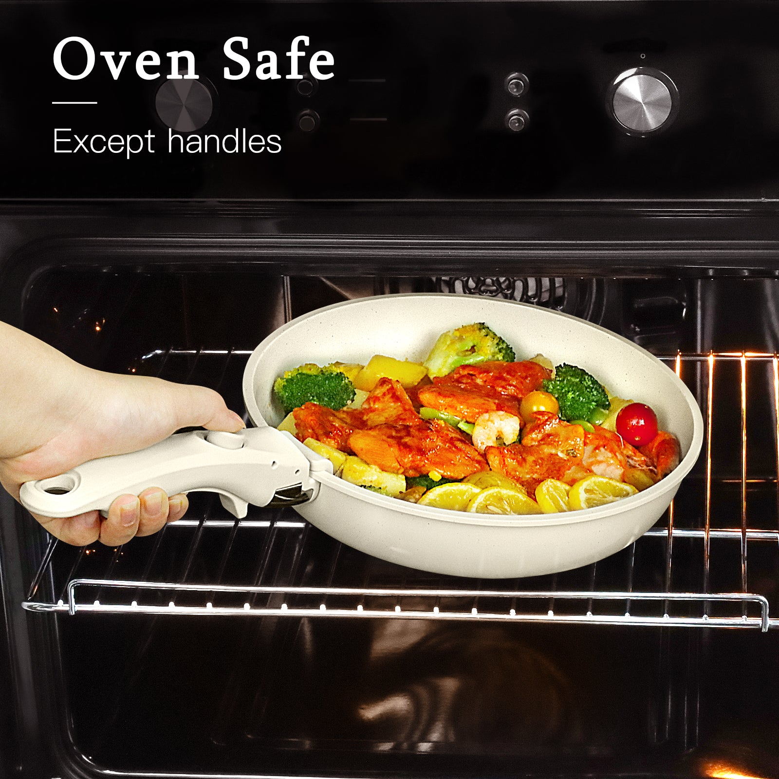 GIPP Large Size 21 Piece Pots and Pans Set Non Stick,with 12 inch Frying Pan,Cookware Set with Detachable Handles, Safe for Ovens and Dishwashers,Induction Cookers RV Kitchen