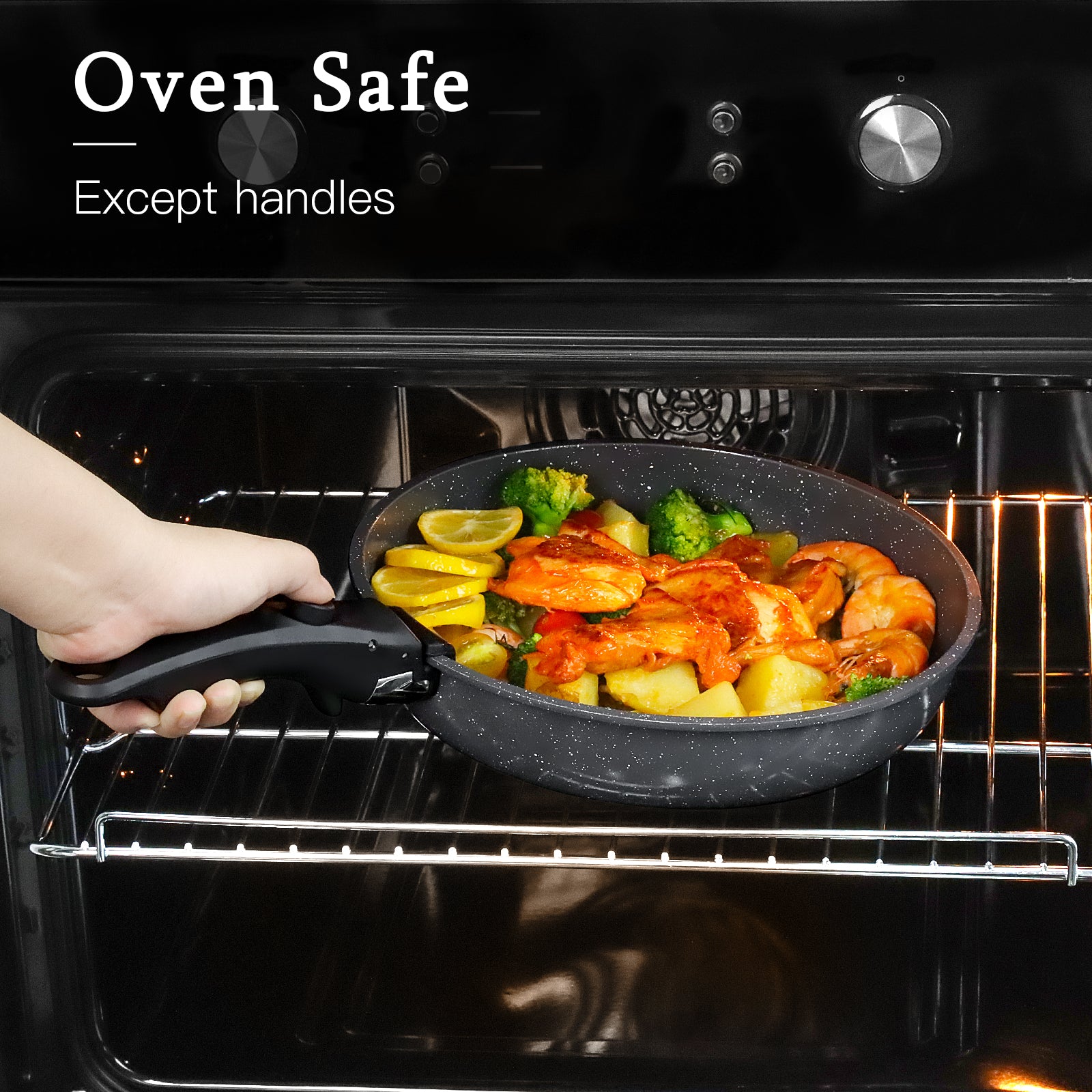 GIPP Large Size 21 Piece Pots and Pans Set Non Stick,with 12 inch Frying Pan,Cookware Set with Detachable Handles, Safe for Ovens and Dishwashers,Induction Cookers RV Kitchen