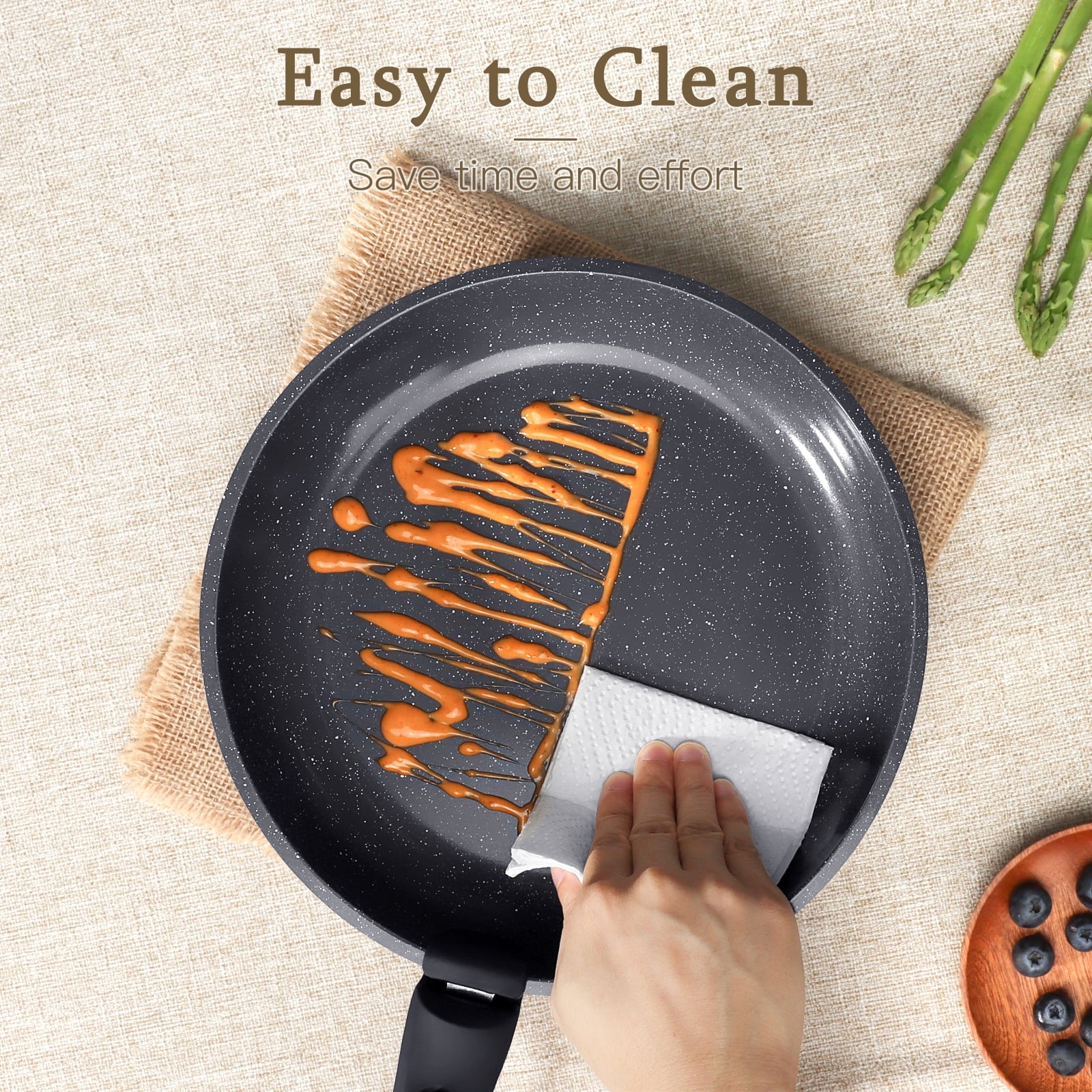 GiPP 5Pcs Ceramic Pots and Pans Set Nonstick Cookware Sets Removable Handle Kitchen,Oven Safe, Induction Ready