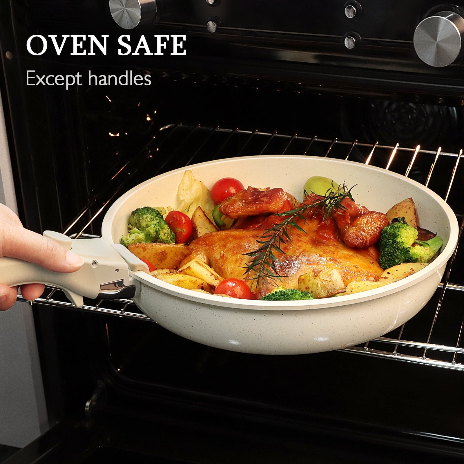 GiPP 5Pcs Ceramic Pots and Pans Set Nonstick Cookware Sets Removable Handle Kitchen,Oven Safe, Induction Ready