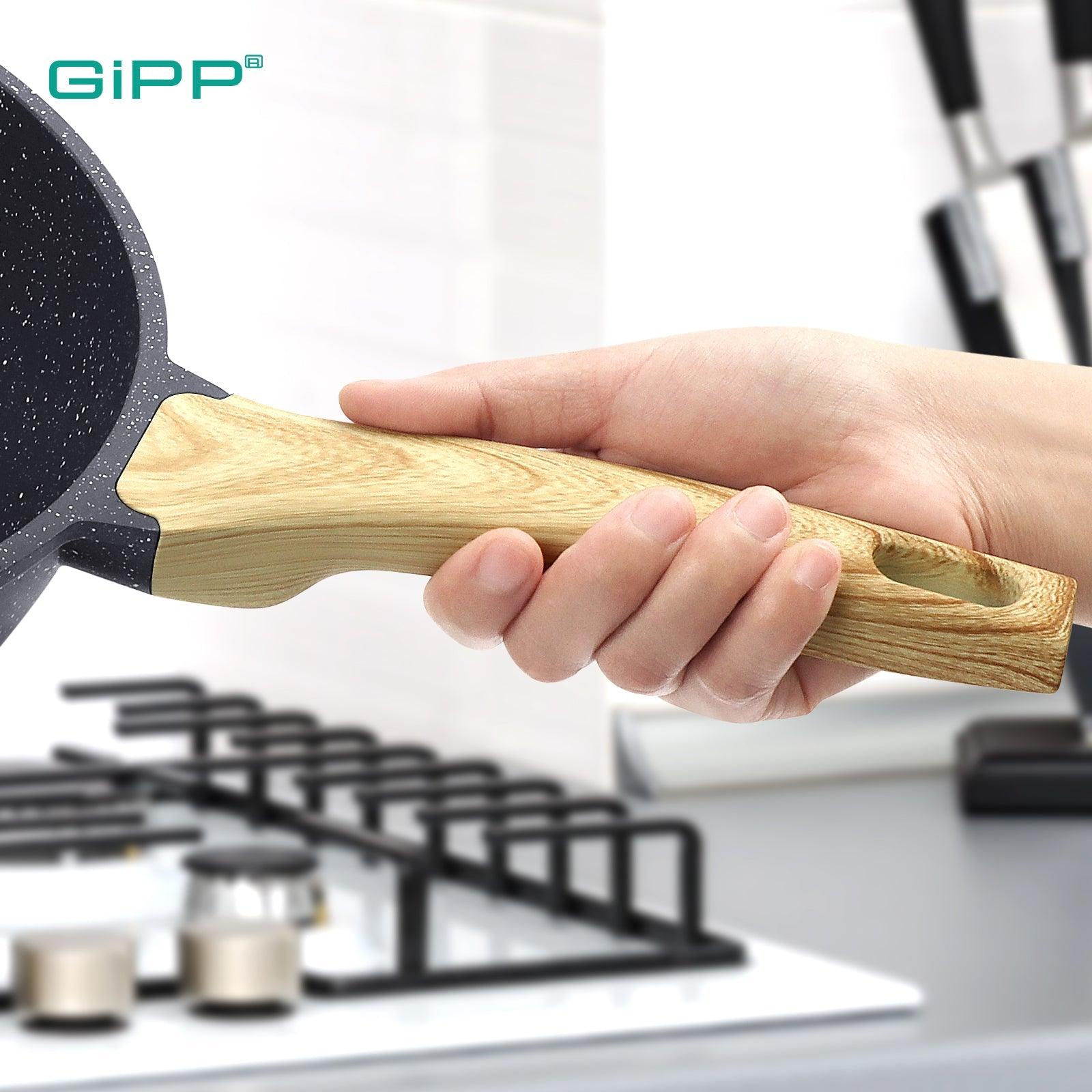 GiPP Nonstick Deep Frying Pan - 11 Inch Saute Pan with Lid Granite Induction Cookware, 4.5Qt Non Stick Working Pan Skillet, PFOA PFOS APEO Free, White - GiPP Kitchenware