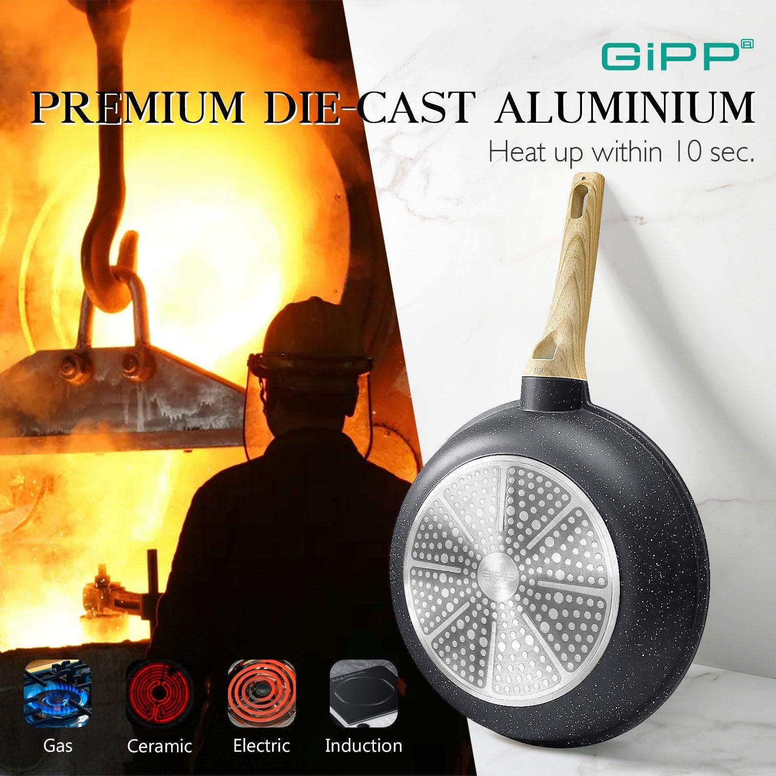 GiPP Nonstick Frying Pan Skillet Set- 8"&9.5"&11" Granite Non Stick Pans, Omelette Pan with Heat-Resistant Handle, Compatible with All Stovetops, PFOA Free - GiPP Kitchenware
