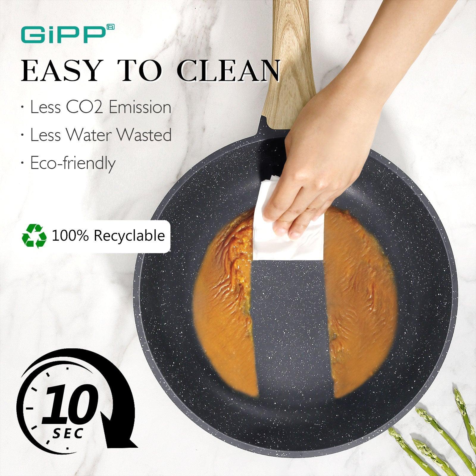 GiPP Nonstick Frying Pan Skillet Set- 8"&9.5"&11" Granite Non Stick Pans, Omelette Pan with Heat-Resistant Handle, Compatible with All Stovetops, PFOA Free - GiPP Kitchenware