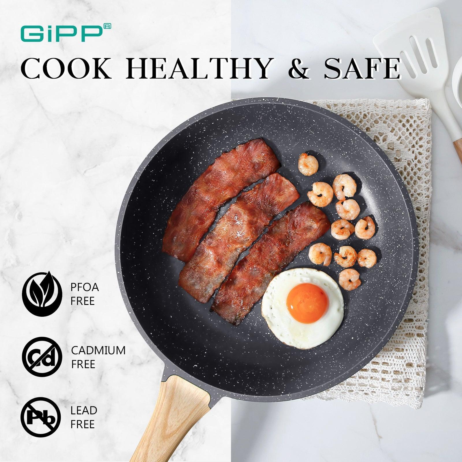 GiPP Nonstick Frying Pan Skillet Set- 8"&9.5"&11" Granite Non Stick Pans, Omelette Pan with Heat-Resistant Handle, Compatible with All Stovetops, PFOA Free - GiPP Kitchenware