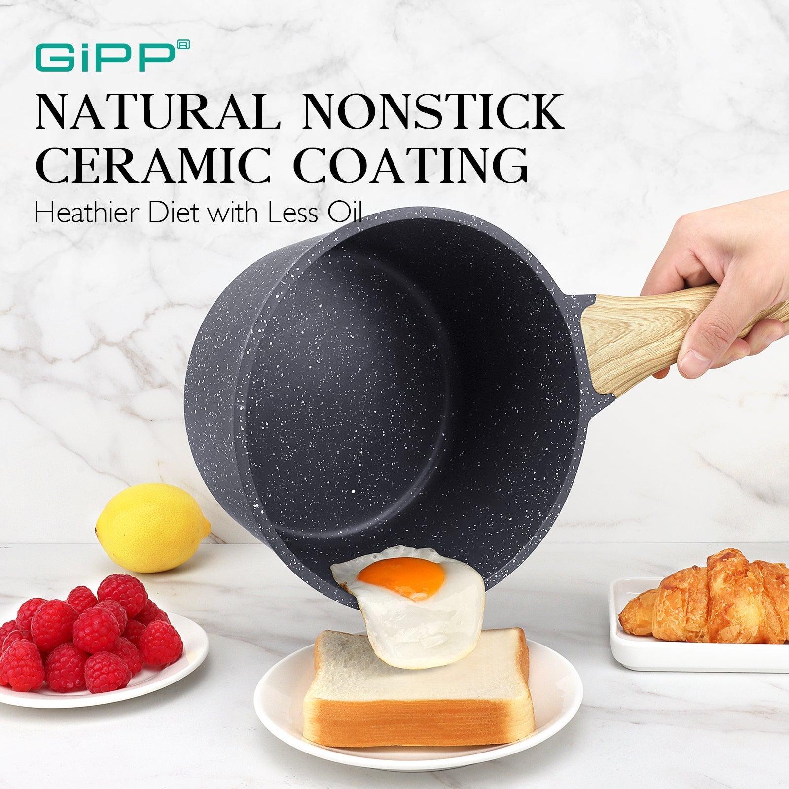 GiPP Nonstick Sauce Pan with Lid, 1.5QT/2.5QT/4QT Small Pot Non Stick Granite, Multipurpose Small Saucepan Small Kitchen Pots Induction Pot, PFOA Free - GiPP Kitchenware